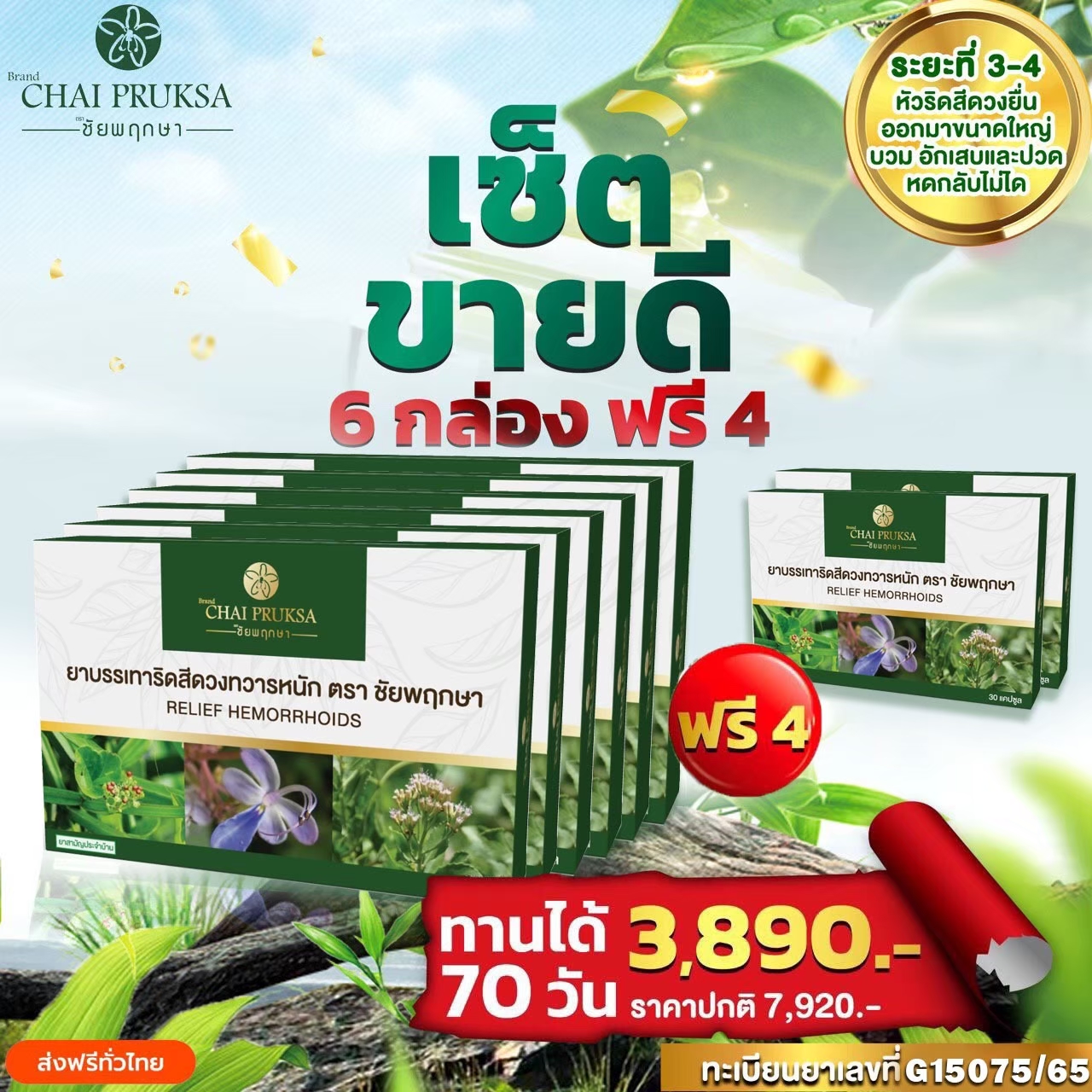 เซ็ตขายดี 6 กล่อง ฟรี 2 กล่อง